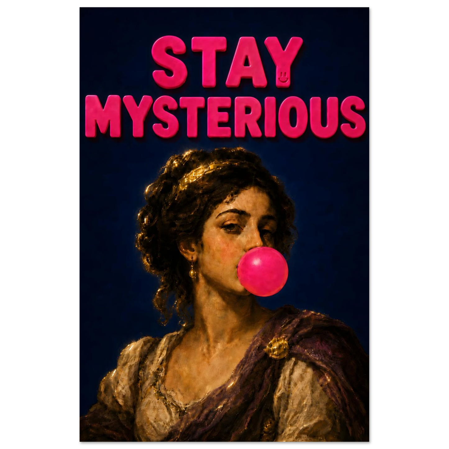STAY MYSTERIOUS wall art print shown on foam board
