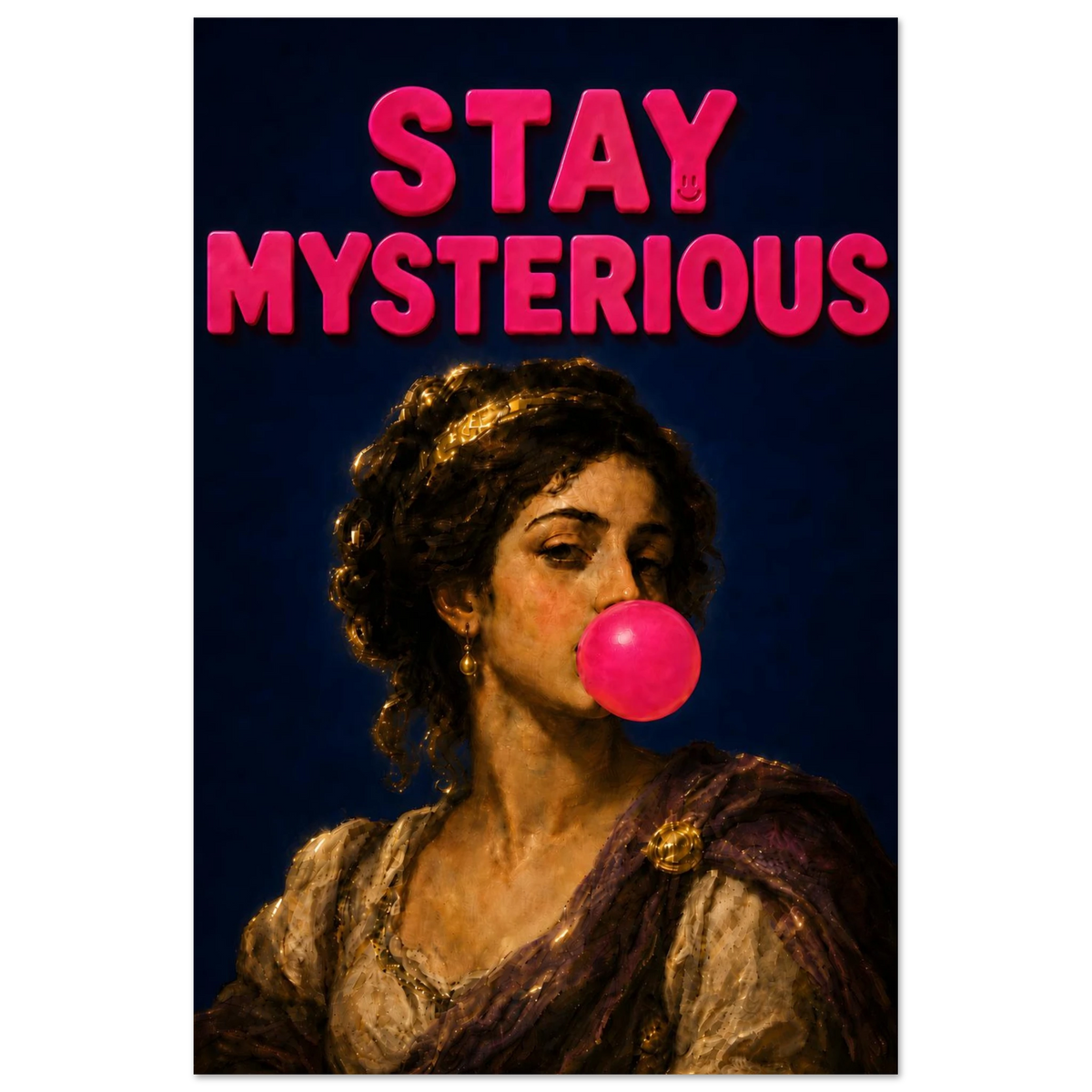 STAY MYSTERIOUS wall art print shown on foam board