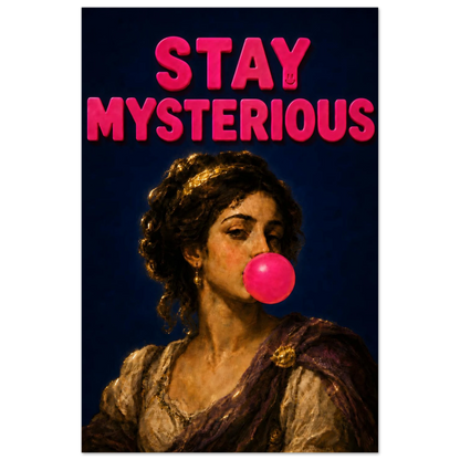 STAY MYSTERIOUS wall art print shown on foam board