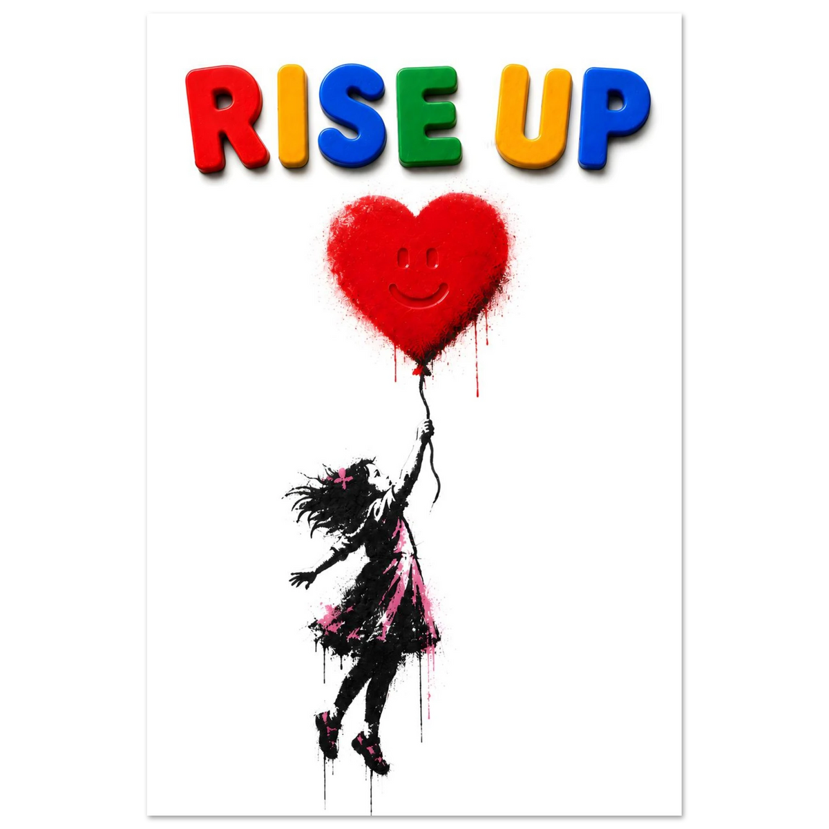 RISE UP wall art print shown on foam board