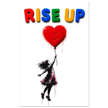 RISE UP wall art print shown on foam board