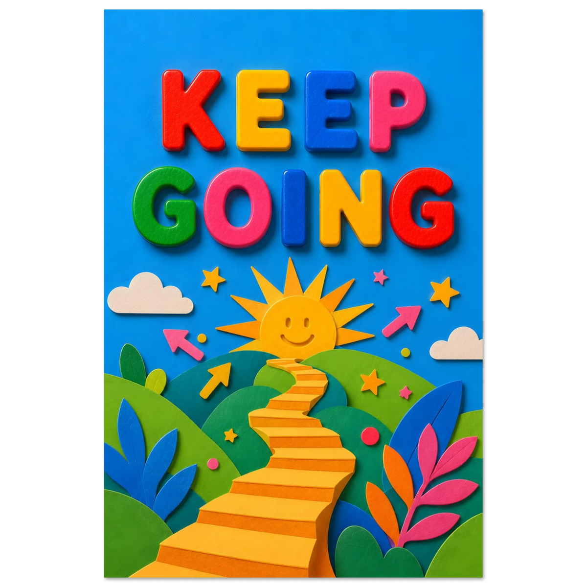 KEEP GOING wall art print shown on foam board