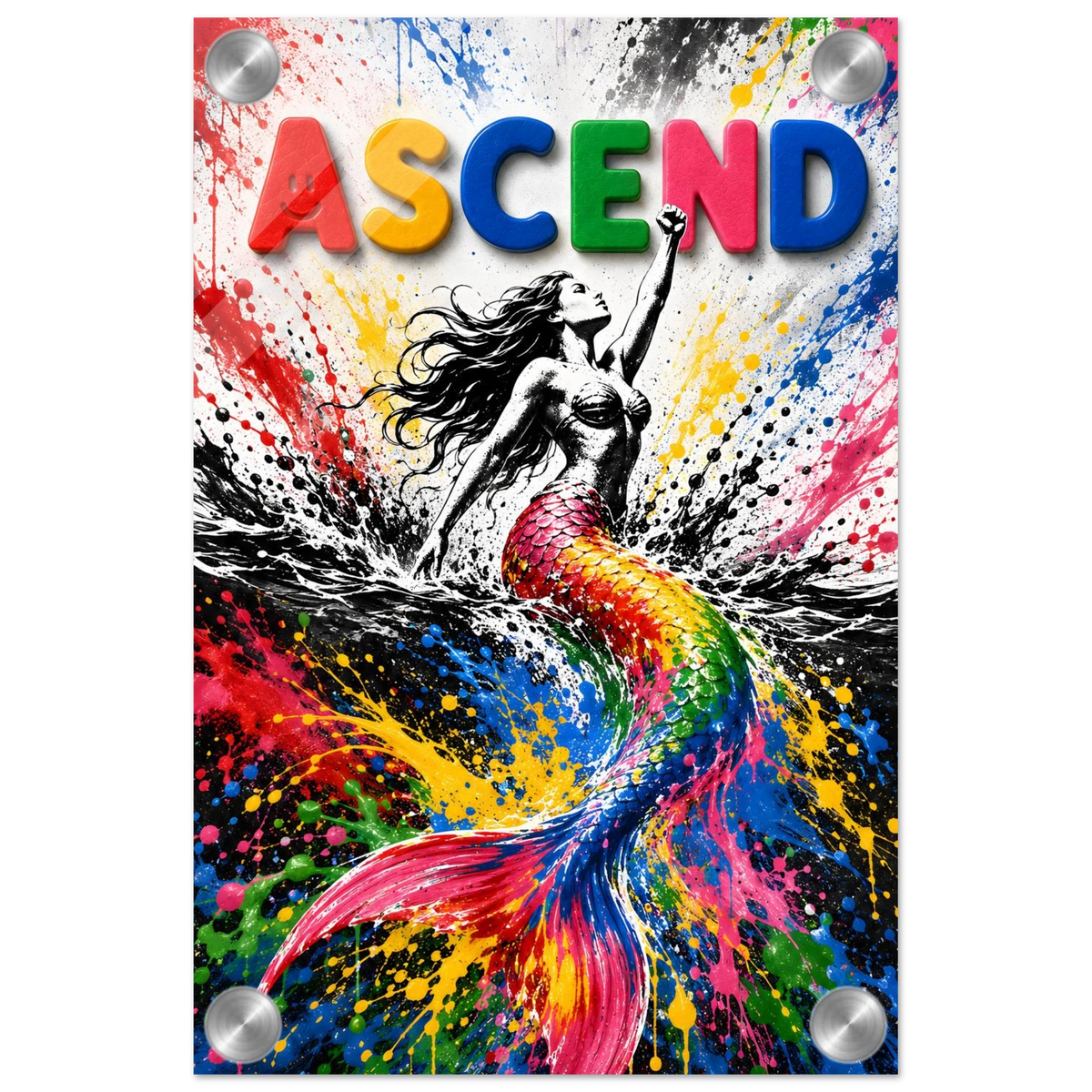 ASCEND wall art print shown on acrylic