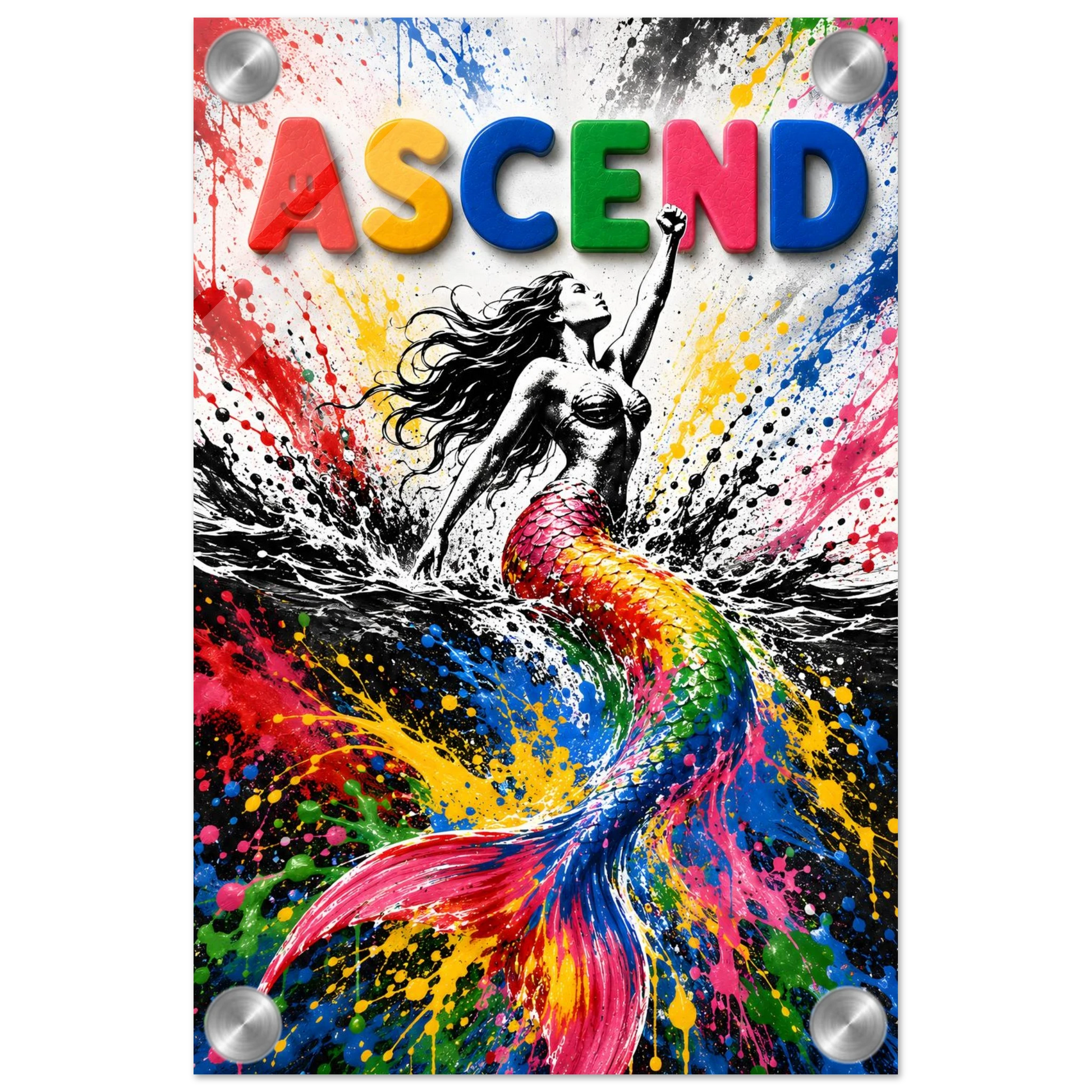 ASCEND wall art print shown on acrylic