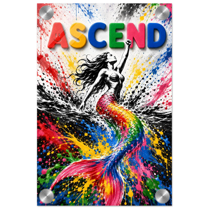 ASCEND wall art print shown on acrylic