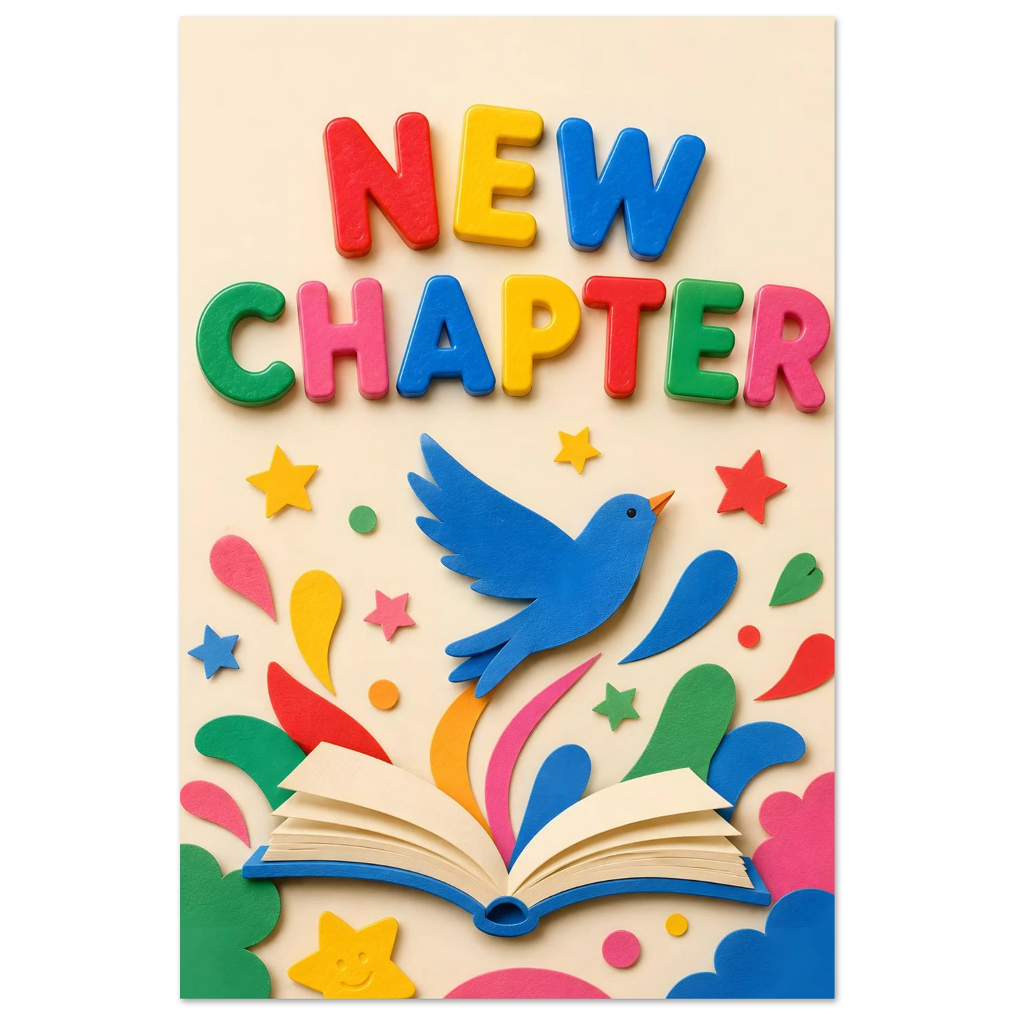 NEW CHAPTER wall art print shown on foam board