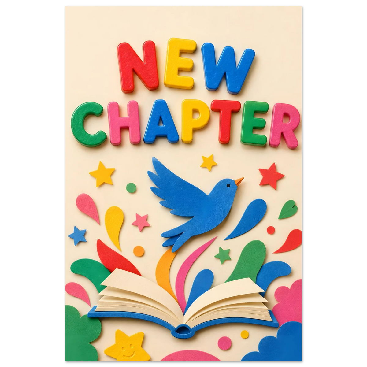 NEW CHAPTER wall art print shown on foam board