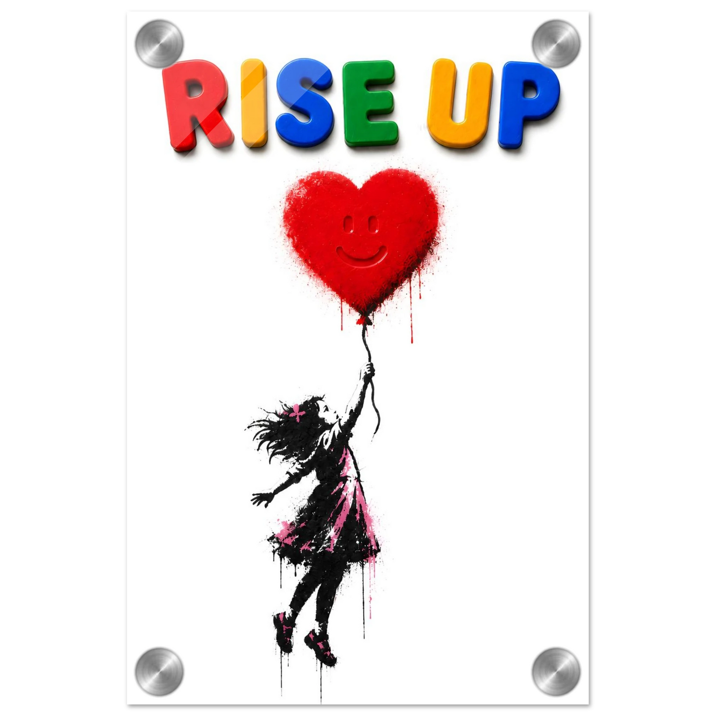 RISE UP wall art print shown on acrylic
