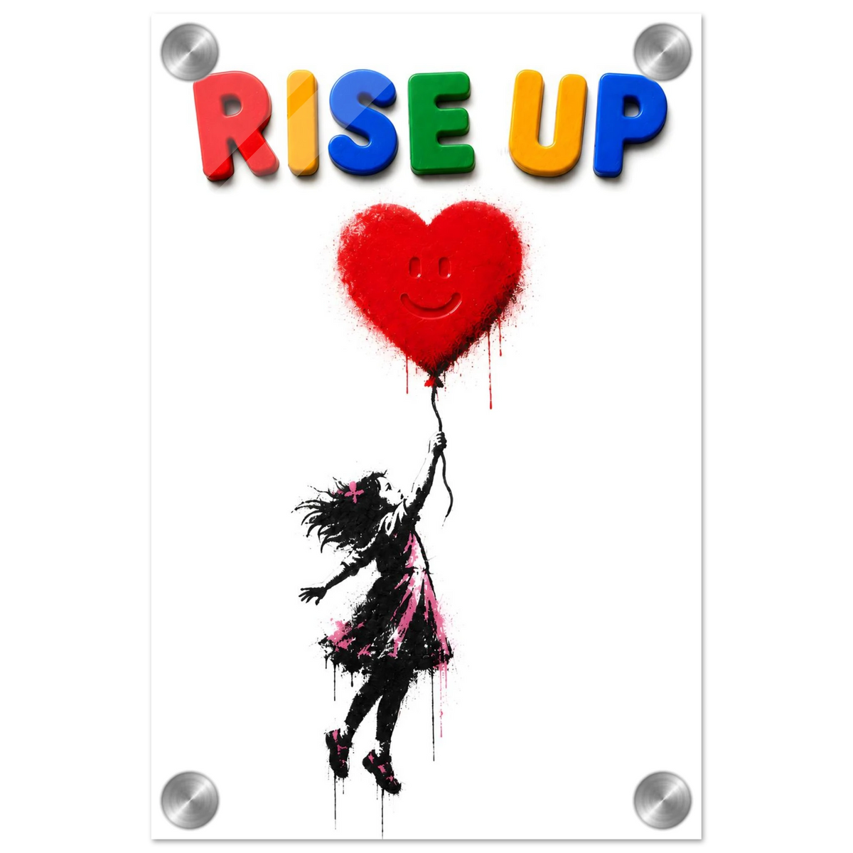 RISE UP wall art print shown on acrylic