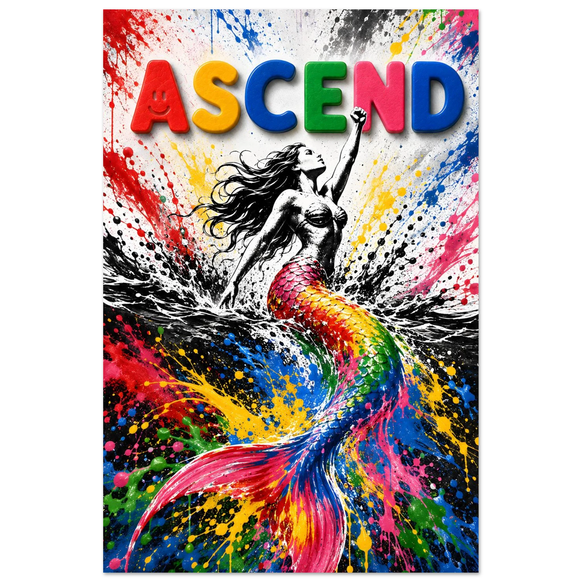 ASCEND wall art print shown on foam board