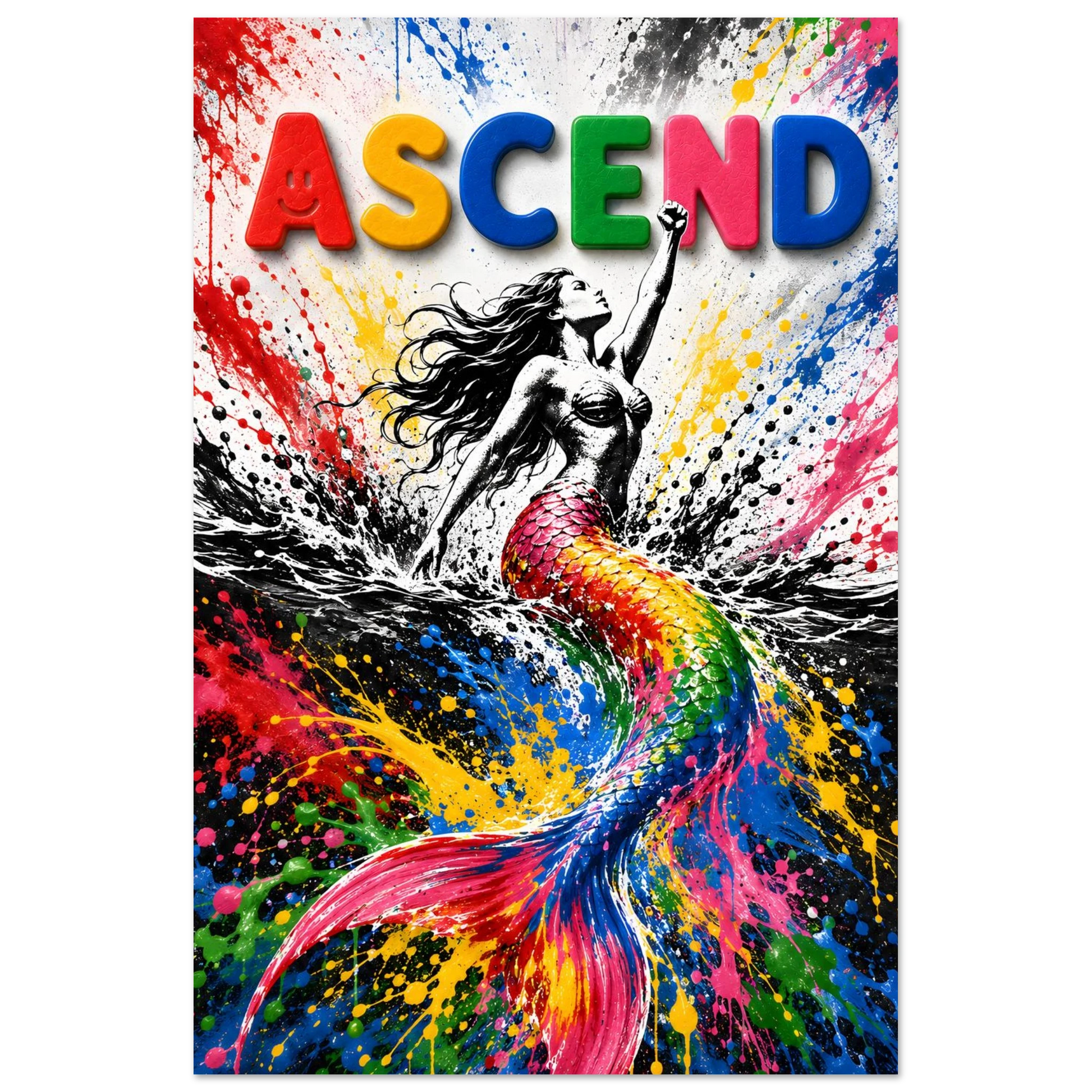 ASCEND wall art print shown on foam board